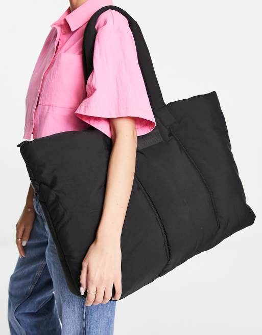 ASOS - Weekend Collective - Oversized tote-taske med for i sort nylon 