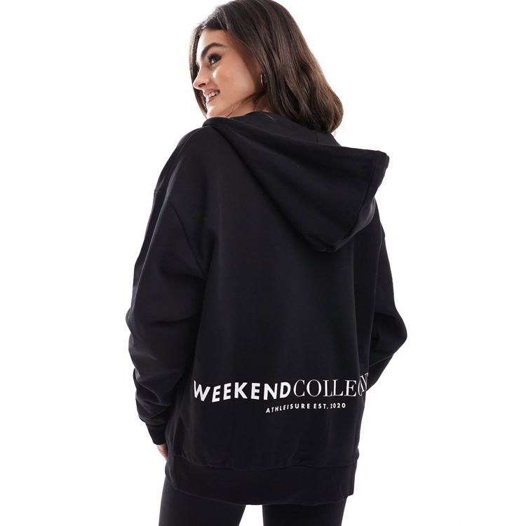 ASOS Weekend Collective oversized hoodie with contrast stitch in slate