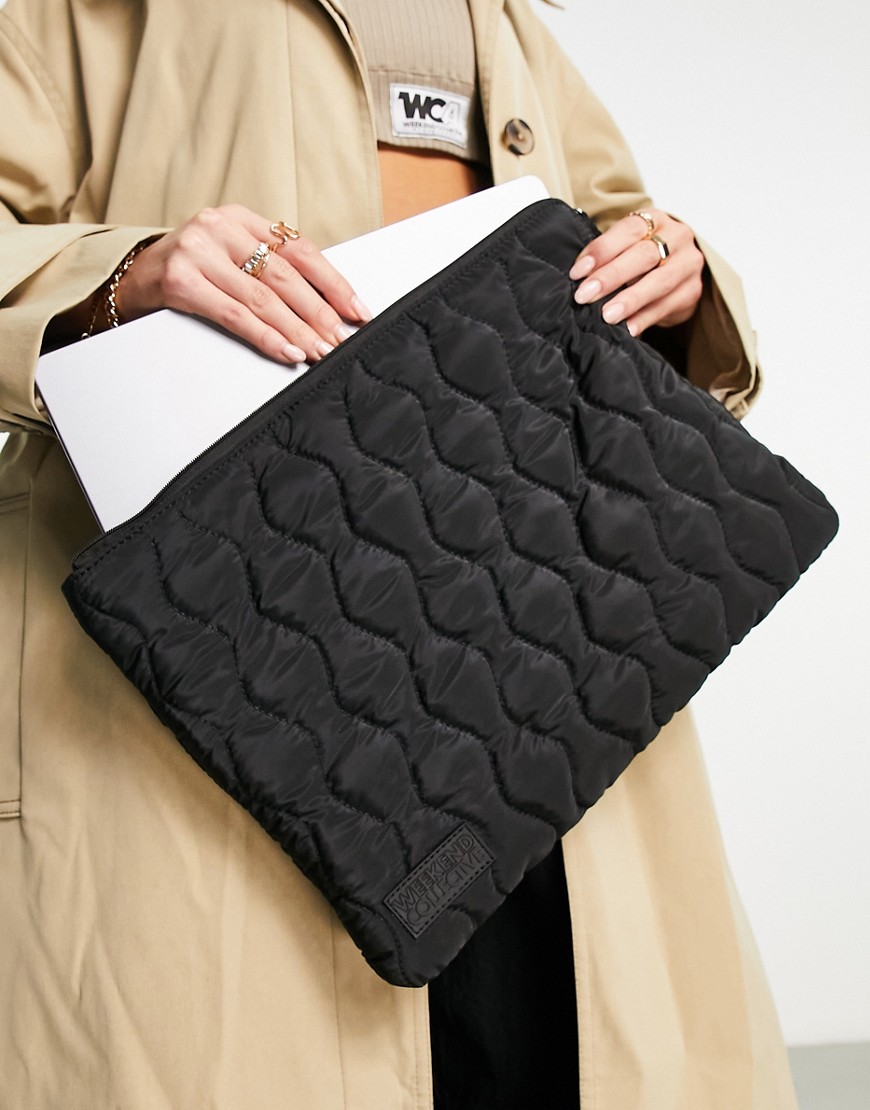 ASOS Weekend Collective padded nylon laptop case in black
