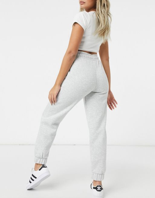 ASOS Weekend Collective Petite oversized sweatpants with logo in gray marl
