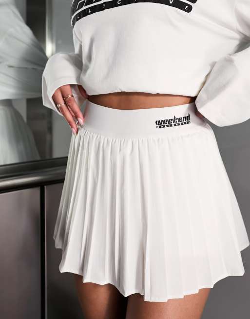 ASOS Weekend Collective - Plisseret mini-skort i tennis-stil i hvid, 4 af 4