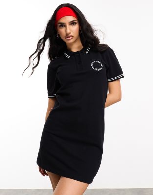 Asos Weekend Collective Polo Shirt Dress With Tipping In Black