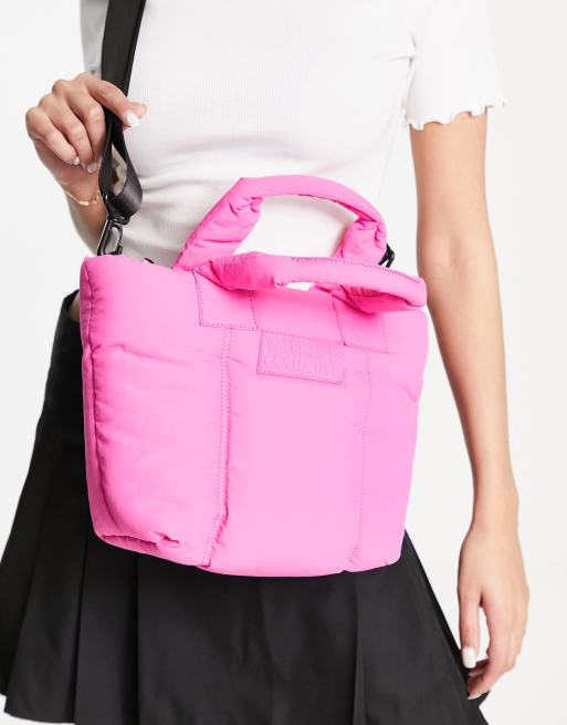 ASOS – Weekend Collective – Rosa, liten, vadderad toteväska med axelrem av nylon, 2 av 4