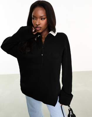 ASOS - Weekend Collective - Rugby-Sweatshirt in Schwarz