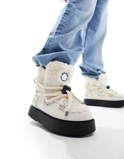 ASOS Weekend Collective – Schneestiefel in Creme