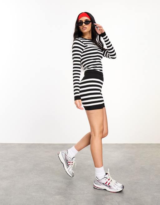 ASOS Weekend Collective seamless shorts in mono stripe (part of a set)