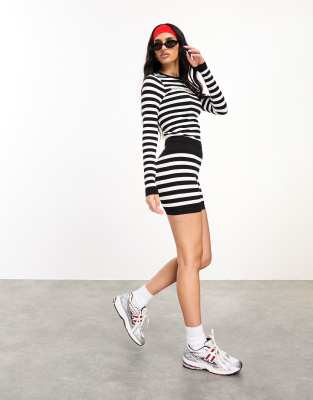 Asos Weekend Collective Seamless Shorts In Monochrome Stripe - Part Of A Set-multi