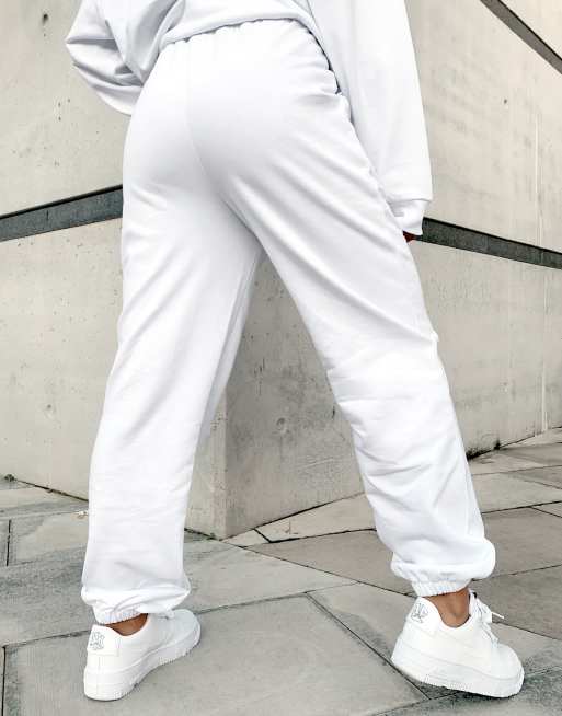 ASOS Weekend Collective set oversized sweatpants with logo in white