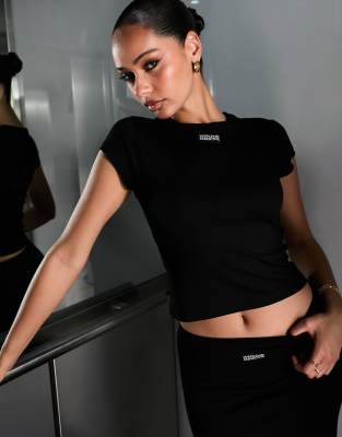 ASOS Weekend Collective ASOS Weekend Collective shruken t-shirt with woven label in black