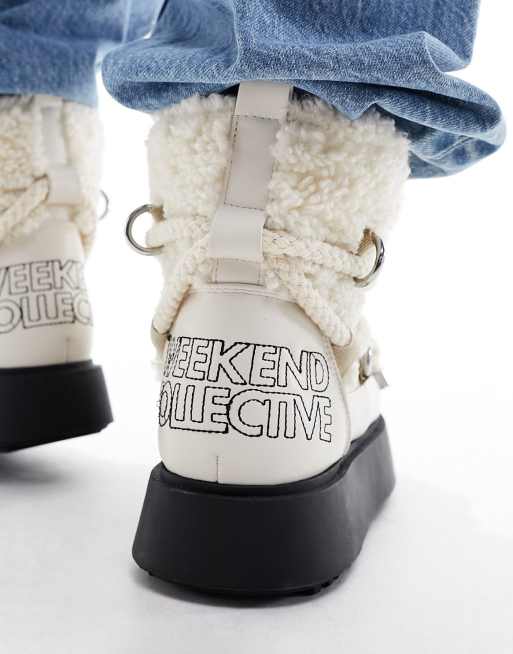 ASOS Weekend Collective snow boots in cream