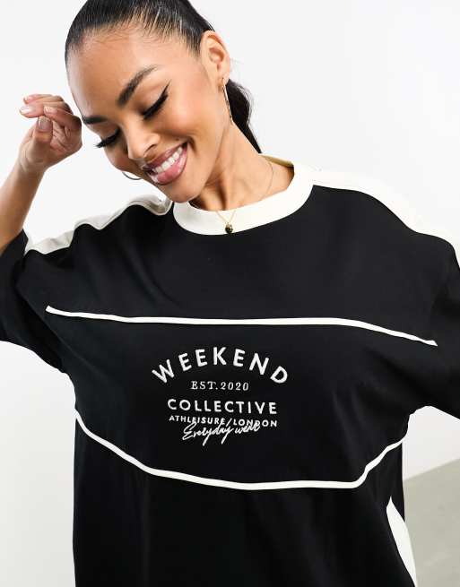 ASOS Weekend Collective sport jersey t-shirt dress in black