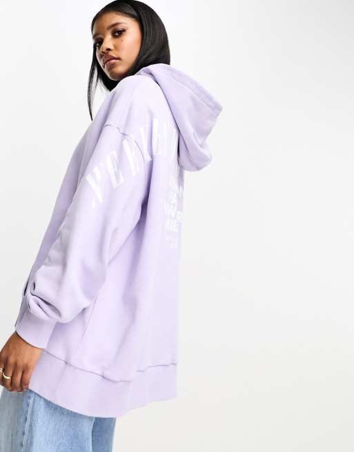 ASOS Weekend Collective stacked logo hoodie in lilac | ASOS