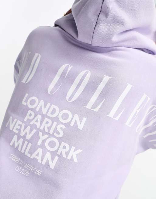 ASOS Weekend Collective stacked logo hoodie in lilac ASOS