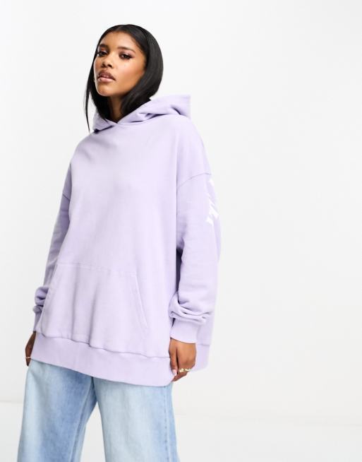 ASOS Weekend Collective stacked logo hoodie in lilac ASOS