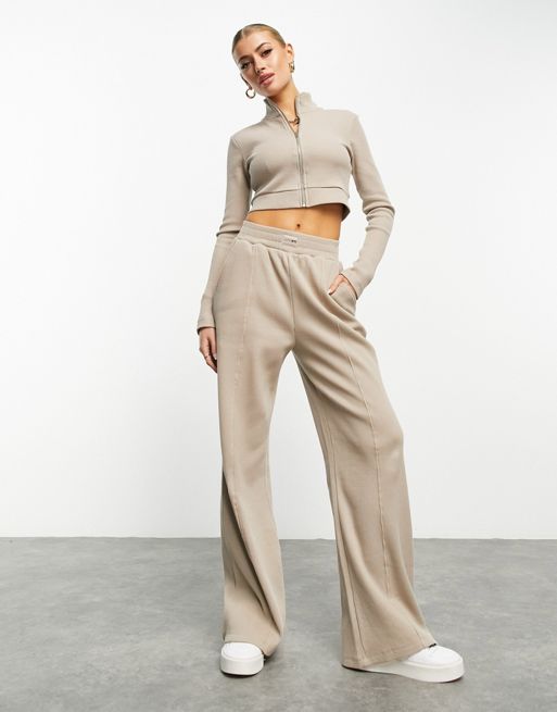 ASOS Weekend Collective straight leg jogger co-ord with circle logo in  camel