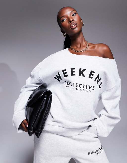 ASOS Weekend Collective Sweat avec epaule denudee et broderie logo Glacier chine ASOS