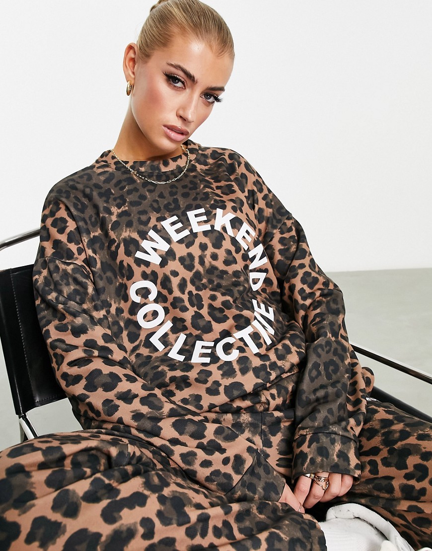 ASOS Weekend Collective sweatshirt in animal print-Multi