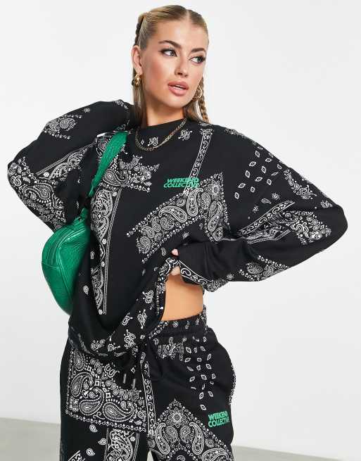 ASOS Weekend Collective sweatshirt in bandana print in black