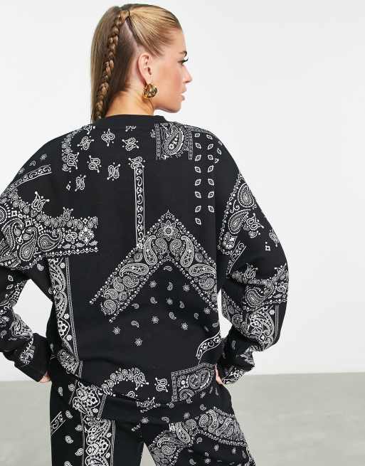 ASOS Weekend Collective sweatshirt in bandana print in black