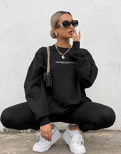 ASOS Weekend Collective sweatshirt with large back logo in black