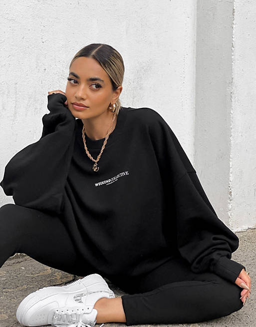 ASOS Weekend Collective sweatshirt with large back logo in black