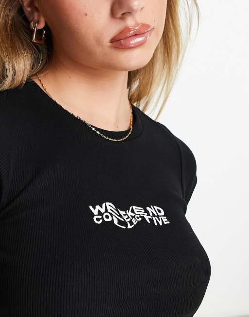 ASOS Weekend Collective - T-shirt mini a coste con fondo arrotondato, 3 di 4