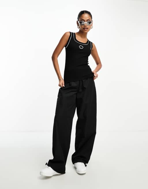 ASOS Weekend Collective tank top with circle logo in black | ASOS