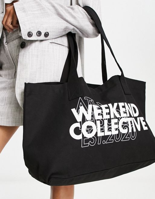 - Weekend Collective - Tote bag à double motif - Noir
