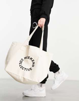 ASOS Weekend Collective canvas tote bag in sage