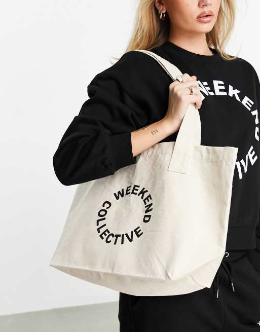 ASOS Weekend Collective canvas tote bag in sage