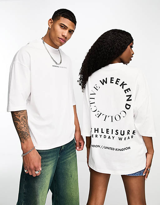ASOS Weekend Collective Unisex oversized t-shirt with back print in ...