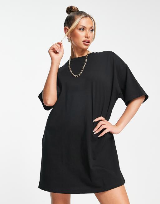 ASOS - Weekend Collective - Vestito T-shirt oversize nero con grafica sul retro, 2 di 4