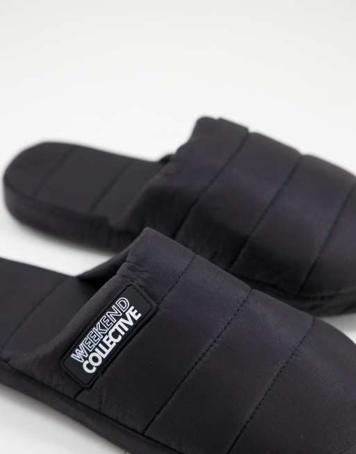 ASOS – Weekend Collective – Wattierte Hausschuhe in Schwarz mit geschlossener Zehenpartie, 2 von 4