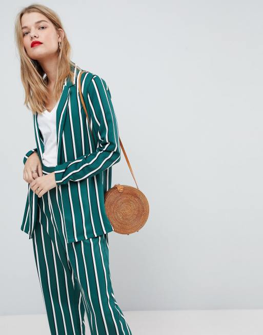 ASOS – Weicher, grün gestreifter Blazer