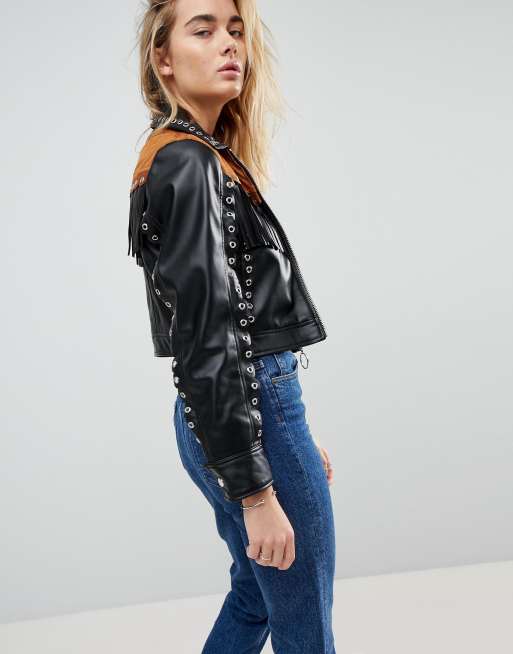 Asos studded leather biker jacket