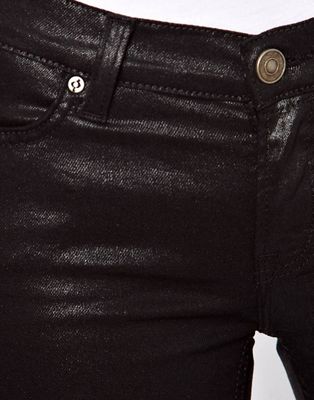 black wet look skinny jeans
