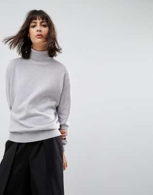 white cashmere roll neck jumper