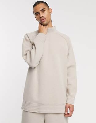 ASOS WHITE balloon sweatshirt in bonded heavy weight jersey-Beige