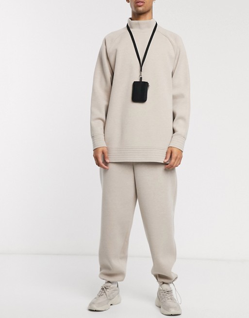 ASOS WHITE co-ord balloon tapered jogger in bonded heavy weight jersey