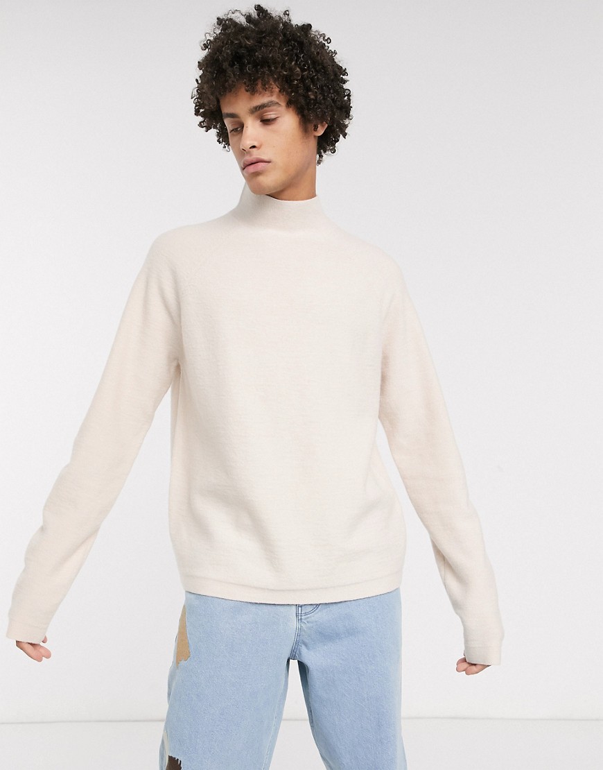 ASOS WHITE – Beige tröja i kokt ull med boxig passform
