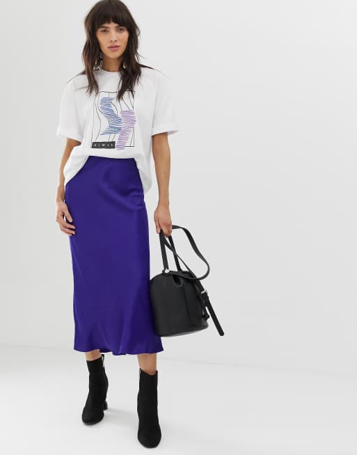 Bias cut clearance midi skirt asos