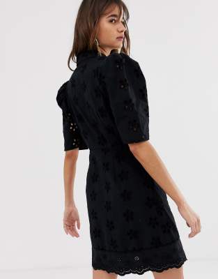 black broderie dress