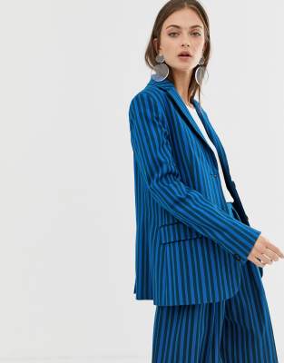 ASOS WHITE - Blazer mit farblich abgestimmtem Streifendesign - Mehrfarbig