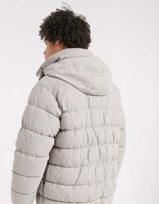 grey puffer jacket with hood