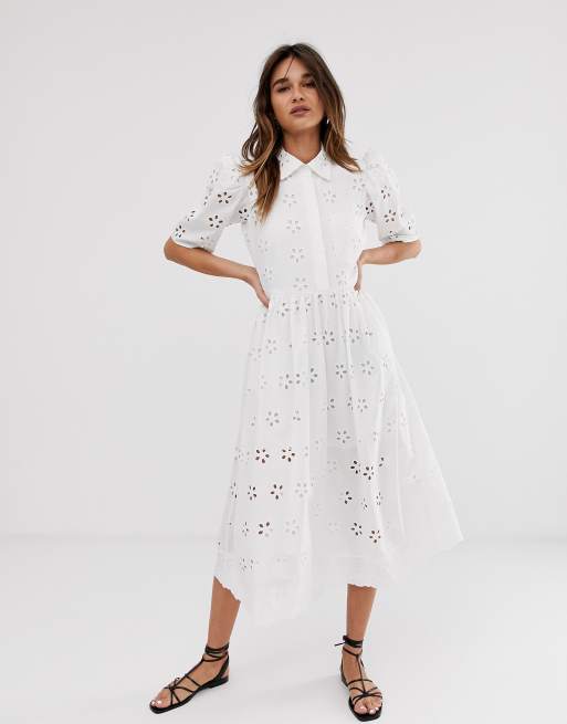 Asos white broderie dress sale