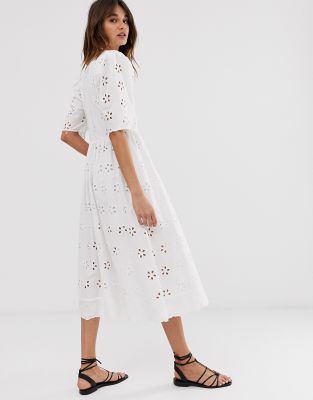 white broderie dress asos