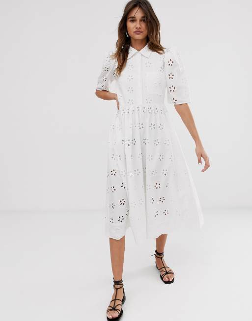 Asos white on sale broderie anglaise dress