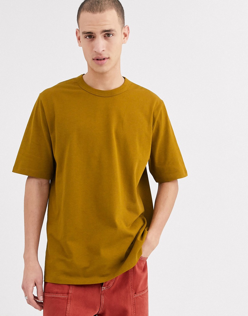 ASOS WHITE – Brun, grov t-shirt med lössittande passform