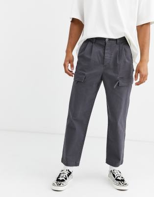 grey and white cargo pants