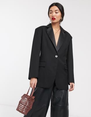 asos black and white blazer
